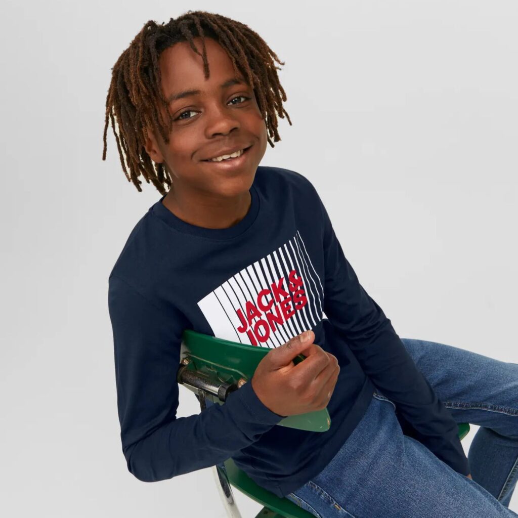 JACK & JONES JUNIOR Majica dug rukav JJECORP teget model