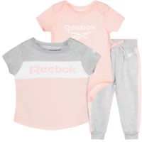 U4275RG REEBOK set za bebe devojčice 3 dela majica body trenerka donji deo